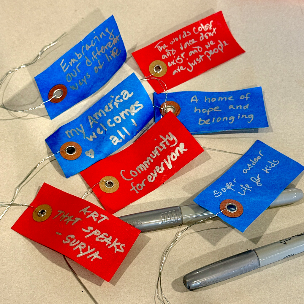 Wishes for America in the next 250 years during an event the Mason District Governmental Center in Annandale, VA, on May 1, 2026.