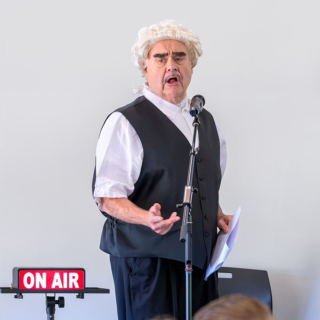Kevin Harnisch, as John Adams, during the reading of the one-act play, "PASSAGES: Declaration of Emancipation."